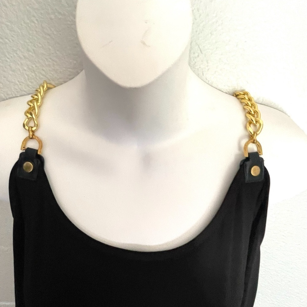 SOHO APPAREL gold chain cold shoulder black dress - Picture 3 of 10